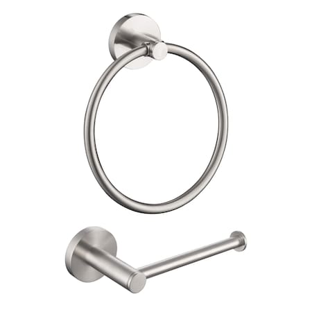 Kibi Circular 2-Piece Bathroom Hardware Set C-KBA14-2BN-2